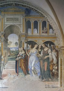 Florentius schickt die Dirnen ins Kloster, Szene aus dem Leben des heiligen Benedikt