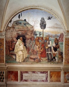 Wie Benedikt die heilige Lehre den Bauern lehrt, die ihn besuchen (Detail) von Giovanni Antonio Bazzi Sodoma