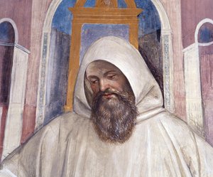 Der heilige Benedikt gibt den Olivetanermönchen die Regel (Detail)