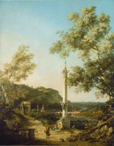 Englische Landschaftskapriccio mit einer Säule, ca. 1754 von Giovanni Antonio Canal