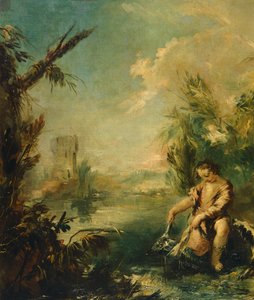 Detail von Tobias und Fisch von Giovanni Antonio Guardi