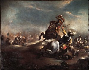 Ritterduell. Gemälde von Giovanni Antonio Guardi (1699-1760) Venedig, Museo Correr von Giovanni Antonio Guardi
