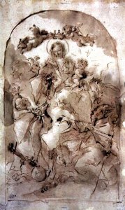 Jungfrau und Kind mit St. Dominikus, St. Theresa und St. Coribian, ca. 1745 von Giovanni Antonio Guardi