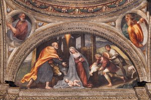 Lunette, die die Anbetung der Hirten darstellt von Giovanni Antonio Pordenone
