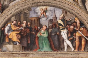 Lunette, die die Enthauptung der hl. Katharina darstellt von Giovanni Antonio Pordenone