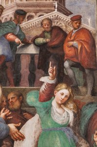 St. Katharinas Disputation mit den Philosophen (Detail) von Giovanni Antonio Pordenone