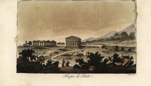 Ansicht der antiken griechischen Tempel der Hera in Paestum, Italien