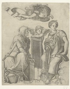 Zwei Sibyllen und Engel und Putto