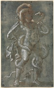 Mann, der von zwei Schlangen umschlungen wird, ca. 1527