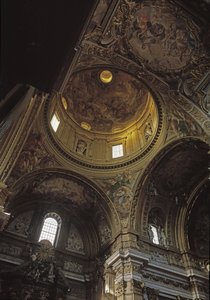 Ansicht der Kuppel und Fresko von Baciccia, Kirche von Gesu in Rom, um 1568