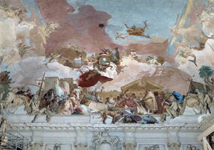 Apotheose des Bischofs Carl Philipp von Greiffenklau und der Abschnitt Europa des Deckenfreskos