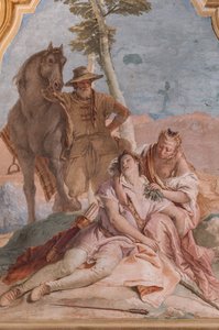 Palazzina (Kleines Gebäude): zweiter Raum oder Raum von Ariosto mit Fresken, die Episoden aus "Orlando Furioso" darstellen: "Angelica pflegt Medoros Wunden"