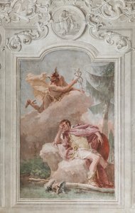 Palazzina (kleines Gebäude), der dritte Raum oder Raum der Aeneis: "Aeneas träumt von Merkur, der ihm befiehlt zu gehen" von Giovanni Battista Tiepolo