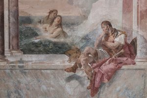 Palazzina: Ansicht des ersten Raums und seiner Fresken aus der Ilias: Achill in Tränen, während seine Mutter Thetis aus dem Meer auftaucht, um ihn zu trösten (Detail)