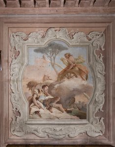 Palazzina (Kleines Gebäude): Ansicht des vierten Raums oder von Torquato Tasso, mit Fresken, die Episoden aus "Das befreite Jerusalem" darstellen: "Die Hexe Armida sieht Rinaldo, der schläft, und verliebt sich in ihn"