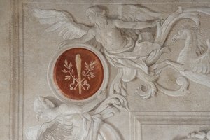 Detail des Freskos, aus dem Raum der Aeneis in der Palazzina