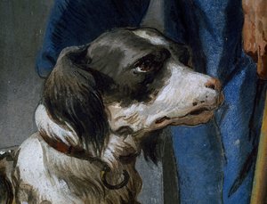 Hund Argo, Detail aus einem Fresko von Giovanni Battista Tiepolo (1696-1770)