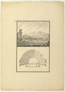 Ansicht und Plan des Theaters von Hierapolis (heute Pamukkale), ca. 1750