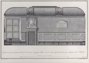 Tafel 4: Querschnitt der Halle des Instituts von Bologna, mit dem Eingang zum r...