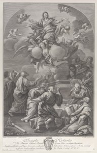Die Himmelfahrt der Jungfrau, die von Aposteln umgeben aus dem Grab steigt, 1778