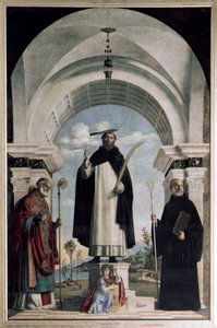 St. Peter von Verona mit St. Nikolaus und St. Benedikt mit Engel von Giovanni Battista Cima da Conegliano