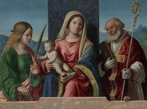 Jungfrau und Kind mit den Heiligen Katharina und Nikolaus, 1510-17 von Giovanni Battista Cima da Conegliano