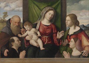Jungfrau und Kind mit Heiligen und Stiftern von Giovanni Battista Cima da Conegliano