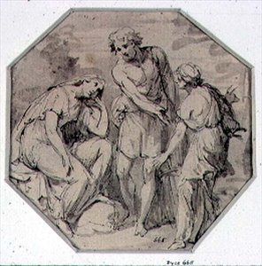 Ein Mann und zwei Frauen im Gespräch von Giovanni Battista Cipriani