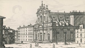 Kirche des Heiligen Ignatius von Loyola am Campus Martius, Rom, Gravur von Giovanni Battista Falda, Italien