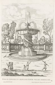 Brunnen mit Delfinen in den Gärten der Villa Doria Pamphilj in Rom