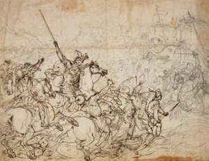 Kampfszene mit Elefanten und Orientalen von Giovanni Battista Foggini