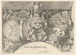 Tafel 4: Trophäen römischer Waffen von Dekorationen über den Fenstern im zweiten Stock, 1656-58 von Giovanni Battista Galestruzzi
