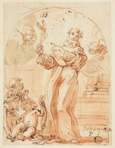 Stehender Franziskanermönch mit Kruzifix von Giovanni Battista Gaulli