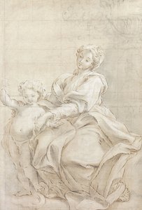 Die Jungfrau und das Kind in der Nähe eines Beckens von Giovanni Battista Gaulli