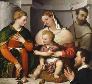 Madonna mit Kind, St. Katharina, St. Franziskus und der Stifter, ca. 1550