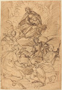 Die Madonna und das Kind in Herrlichkeit von Heiligen verehrt von Giovanni Battista Paggi