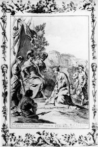 Eustathius bittet Gottfried von Bouillon um Gnade für Armida, Gesang IV, Jerusalem befreit