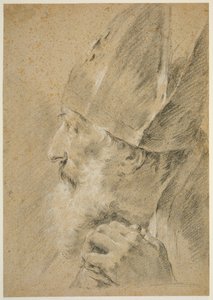 Kopf eines Bischofs im Profil von Giovanni Battista Piazzetta