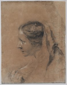 Kopf einer Frau im Profil mit einem Schal von Giovanni Battista Piazzetta