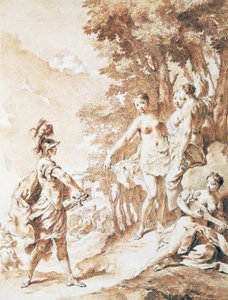 Tancredi an der Schwelle des verzauberten Waldes, Szene aus Das befreite Jerusalem von Torquato Tasso