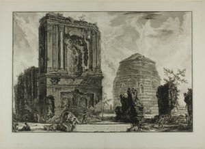 A. Blick auf das Grab von Licinianus Piso an der antiken Via Appia... B. Grab der Cornelii..., aus Ansichten von Rom von Giovanni Battista Piranesi