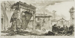 Bogen von Galienus. I. Fassade der Kirche von S. Vito, Tafel 29 aus Einige Ansichten von Triumphbögen und anderen Denkmälern von Giovanni Battista Piranesi