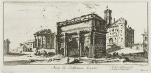 Bogen des Septimius Severus. 1. Tempel der Concordia. 2. Aufstieg zum Kapitolshügel, Tafel 13 aus Einige Ansichten von Triumphbögen und anderen Denkmälern von Giovanni Battista Piranesi