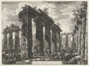 Basilika von Paestum in Paestum (Verschiedene Ansichten der Überreste von drei großen Gebäuden, die noch in Paestum stehen)