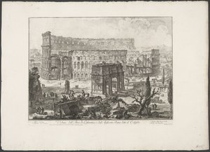 Bogen des Konstantin und das Kolosseum in Rom von Giovanni Battista Piranesi
