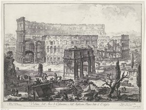 Bogen von Konstantin und das Kolosseum in Rom von Giovanni Battista Piranesi