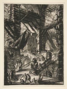Carceri, VIII: Die Treppe mit Trophäen von Giovanni Battista Piranesi