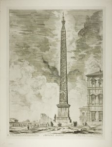 Ägyptischer Obelisk. Dieser wurde von Papst Sixtus V. auf der Piazza von St. Johannes im Lateran errichtet, aus Ansichten von Rom von Giovanni Battista Piranesi