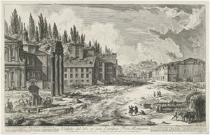 Forum Romanum mit dem Tempel des Jupiter Stator in Rom von Giovanni Battista Piranesi