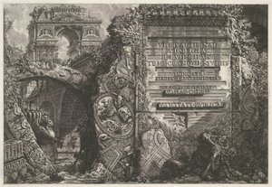 Frontispiz mit antiken Ruinen und einem Triumphbogen